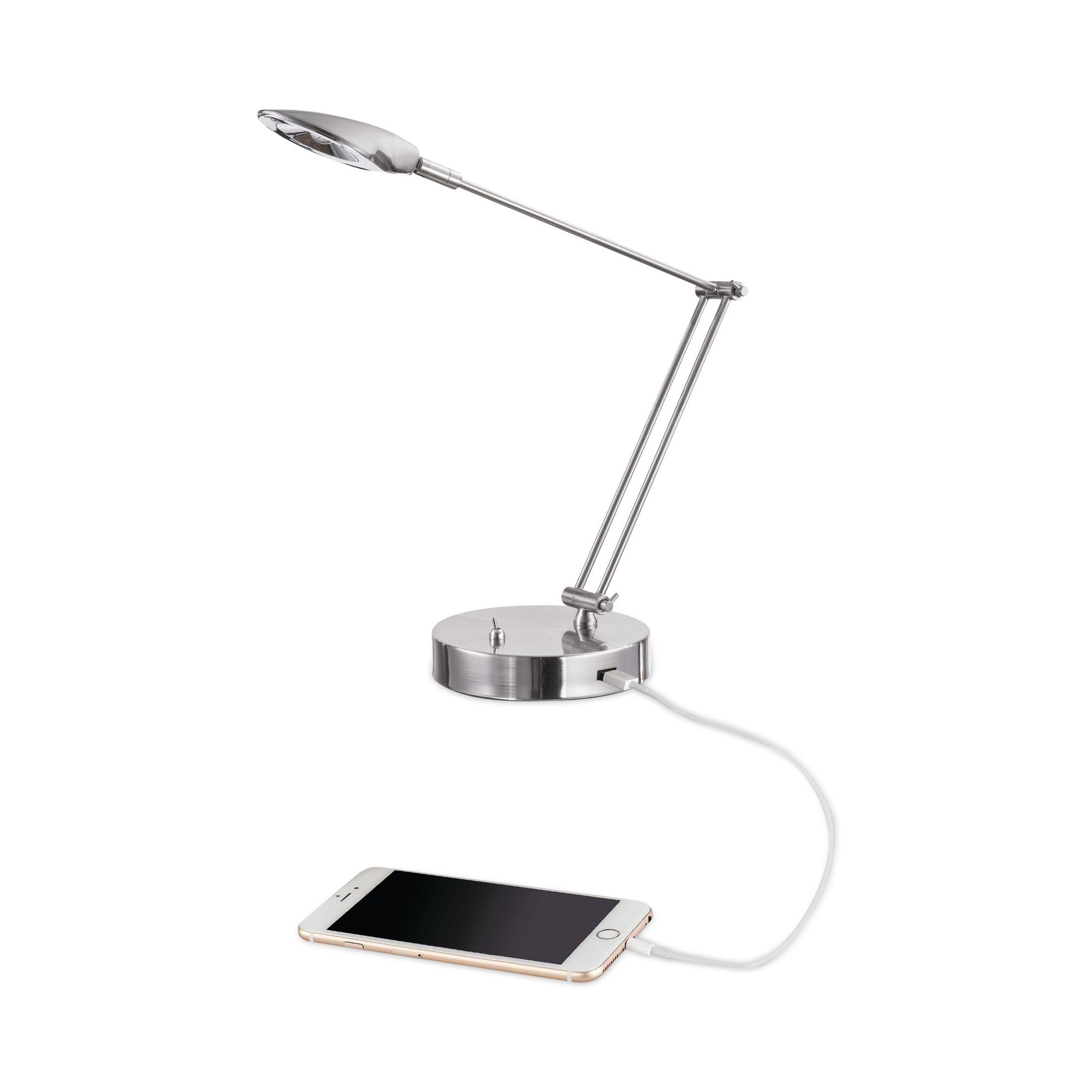 Alera Aleled900S 8.07 In. W X 17.91 In. D X 4.33 In. H Adjustable Brushed Nickel Led Task Lamp With Usb Port