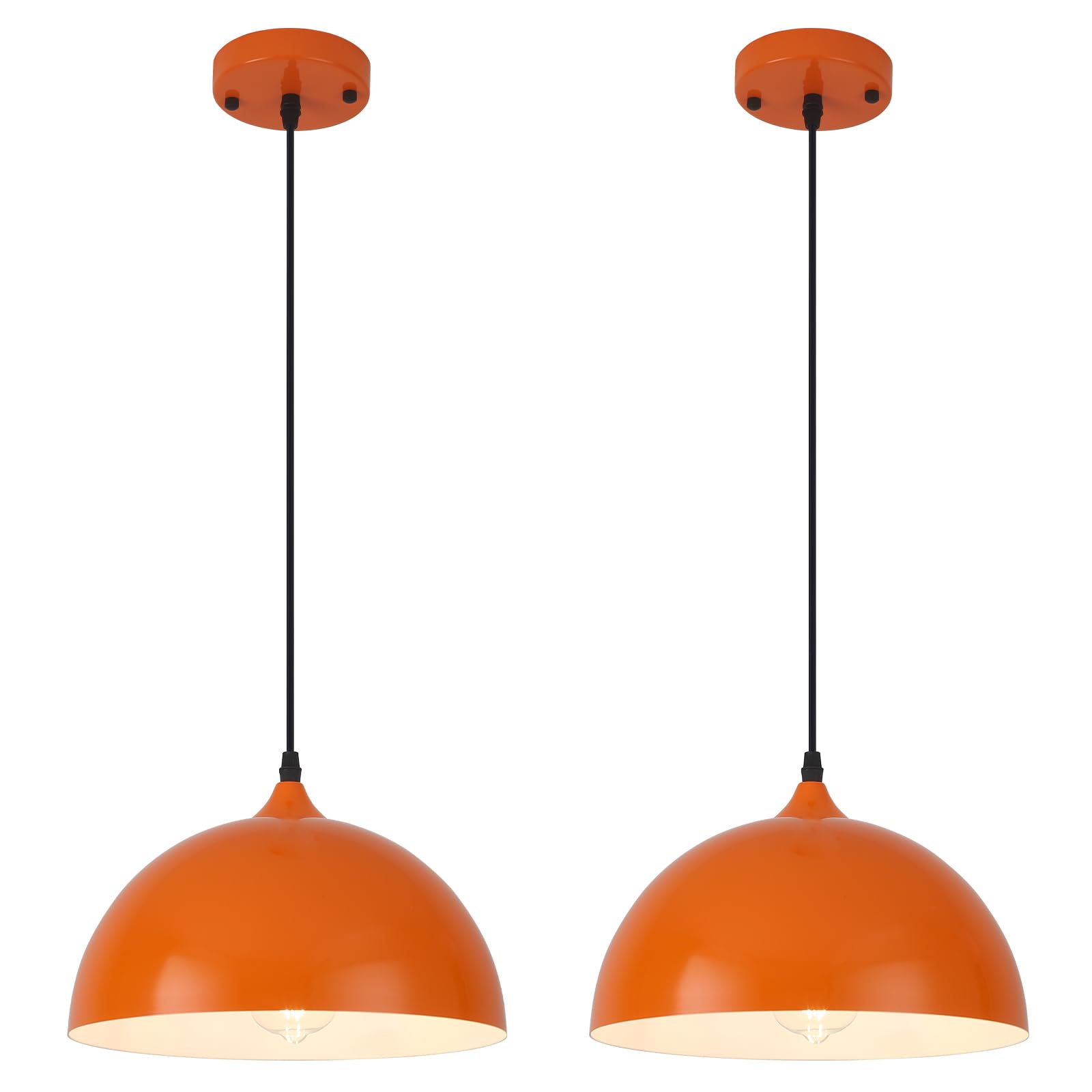 SESIMENT Orange Kitchen Pendant Lights 11.8inches 2 Packs Pendant Light  Farmhouse Pendant Light  Pendant Lights Kitchen Island for Living Room  Bedroom  Dinning Room