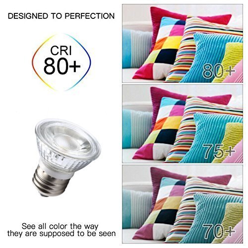 CTKcom LED Spotlight Bulb 5W PAR16/HR16, 450LM, 6000K Daylight White, 4 Pack, E26/E27, Glass