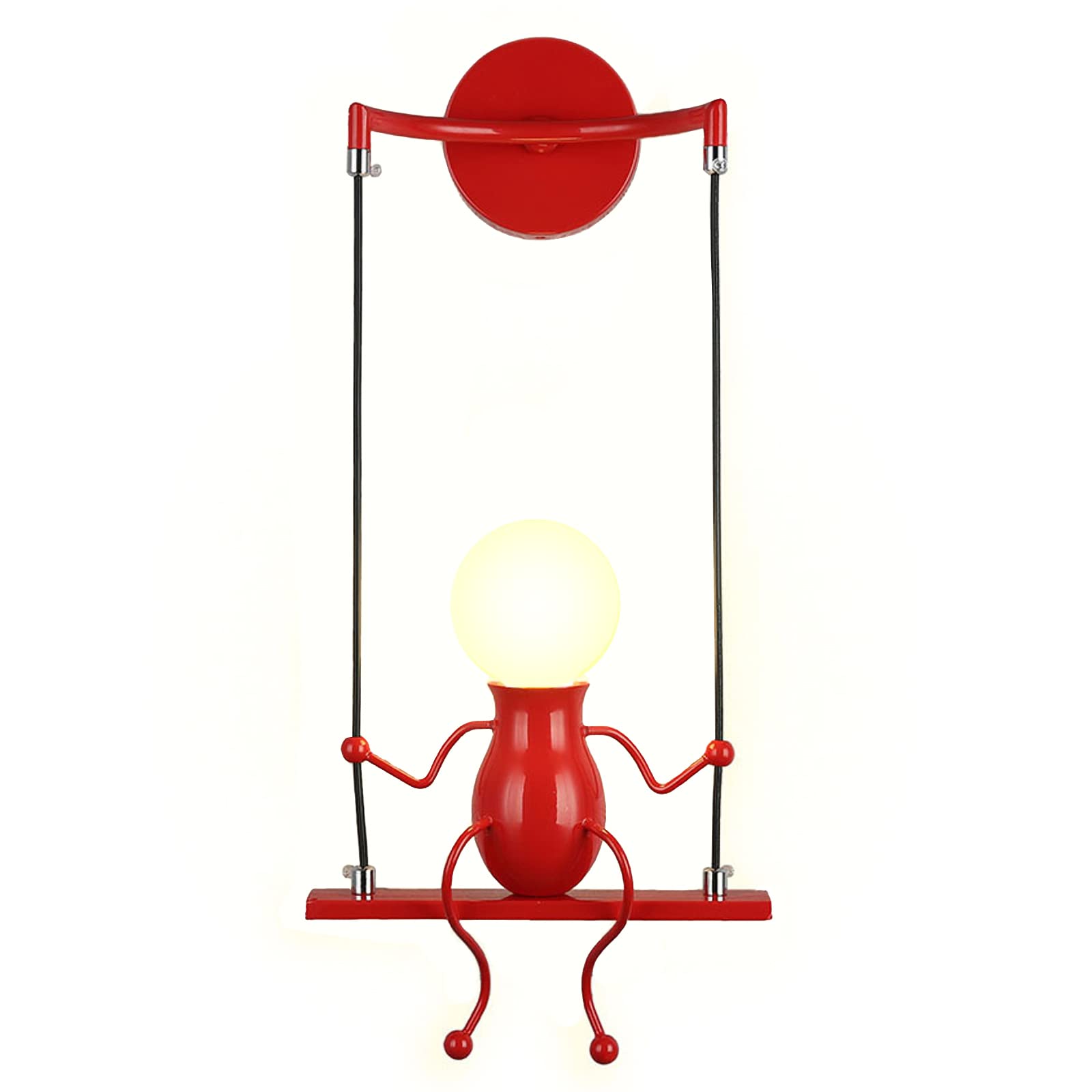 SOUTHPO LED Wall Light Fixture, Swing Single, Metal, Red, Cartoon Design, Adjustable Bedside Lamp, Model SOUTHPO