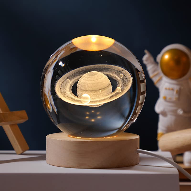 JANARARY 3D Galaxy Crystal Ball Night Light with Color Changing LED Base, Medium Size,  t Model
