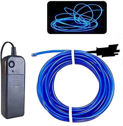Maxlax El Wire Blue, 32.8Ft/10M Portable Battery Pack Neon Lights Strip 360° Cuttable Glowing Rope Lights For Parties, Halloween, Diy Decoration