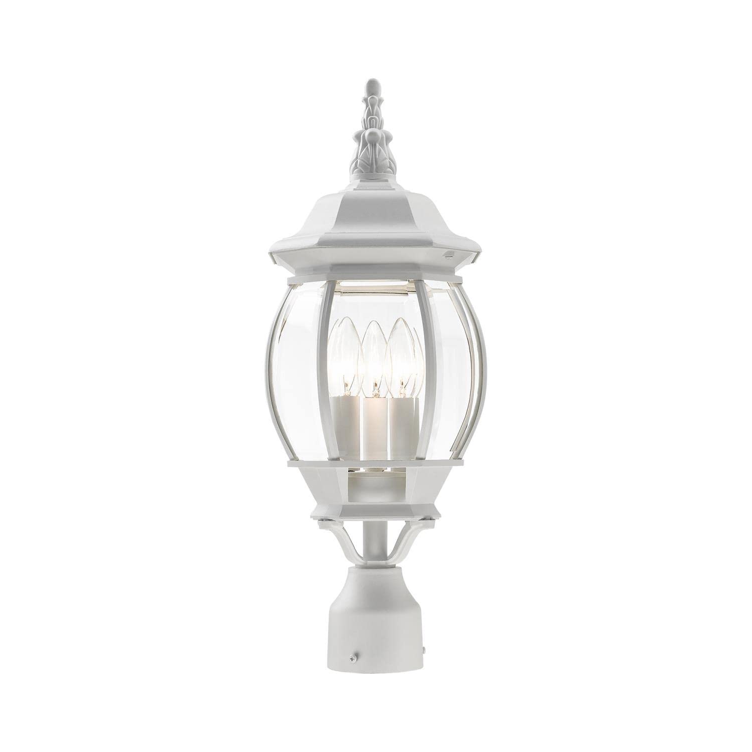 Livex Lighting 7526-13 Outdoor Post Top Light With Clear Beveled Glass Shades, White