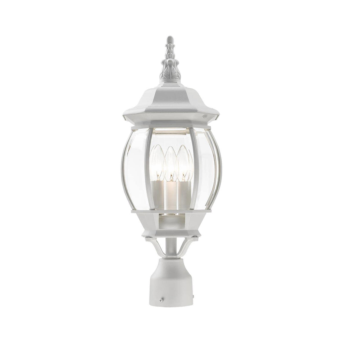 Livex Lighting 7526-13 Outdoor Post Top Light With Clear Beveled Glass Shades, White