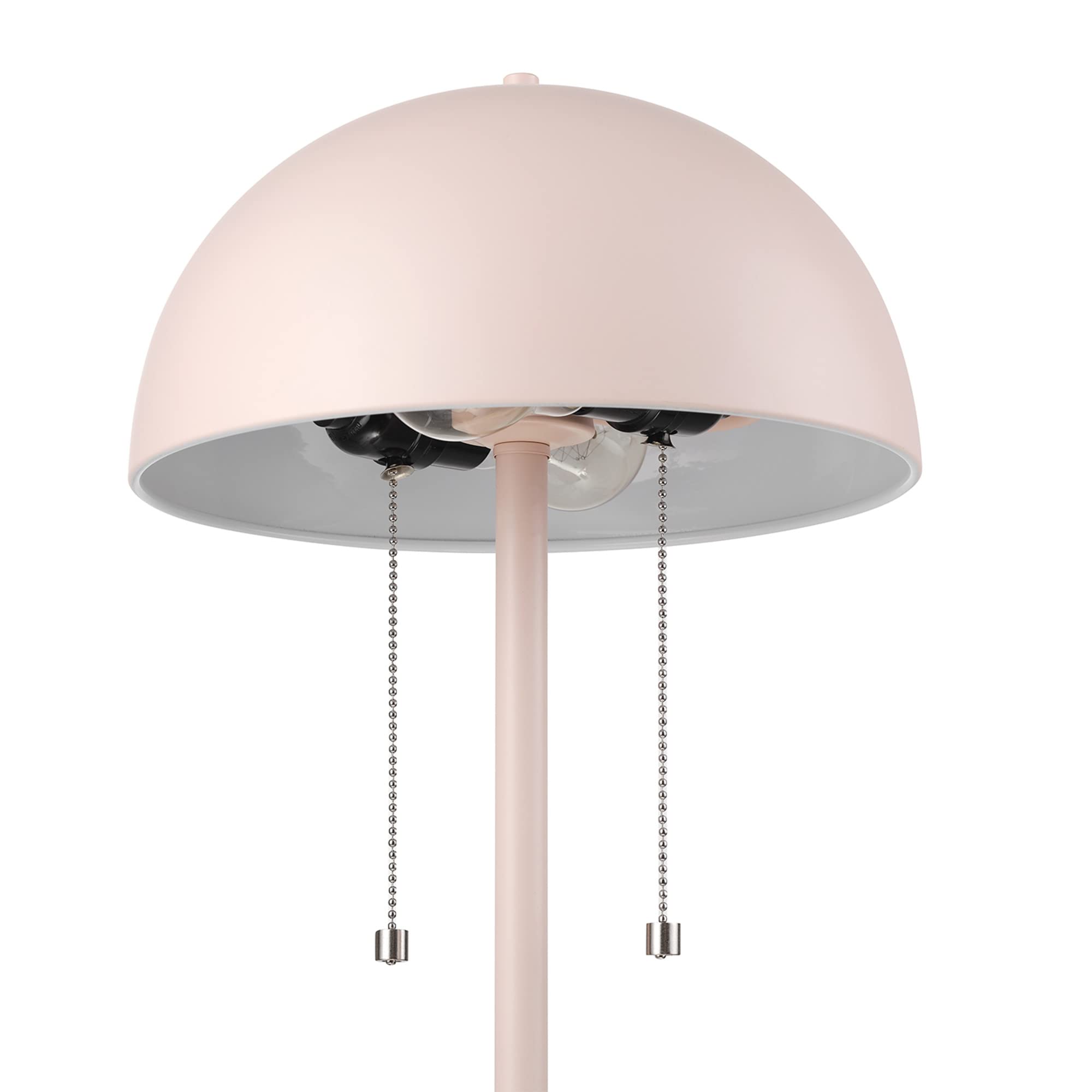 Globe Electric 65531 Luna 21'' 2-Light Table Lamp, Matte Blush Pink, Double Plated Nickel On/Off Pull Chains