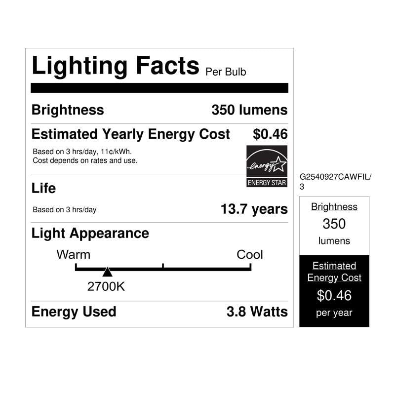 Feit Electric LED Bulb, G25 E26, Soft White, 40W Equivalent, 3 Pack, Glass