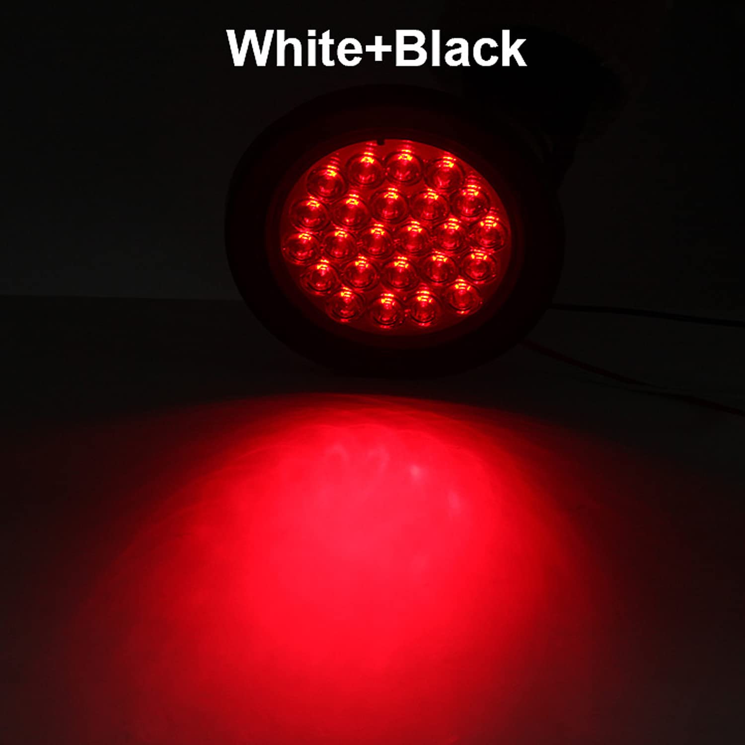 4Pcs 4 Inch Round Led Trailer Tail Lights Red 24 Led Waterproof, 4 Inch Round Led Stop Turn Brake Tail Lights Flush Mount For Tr