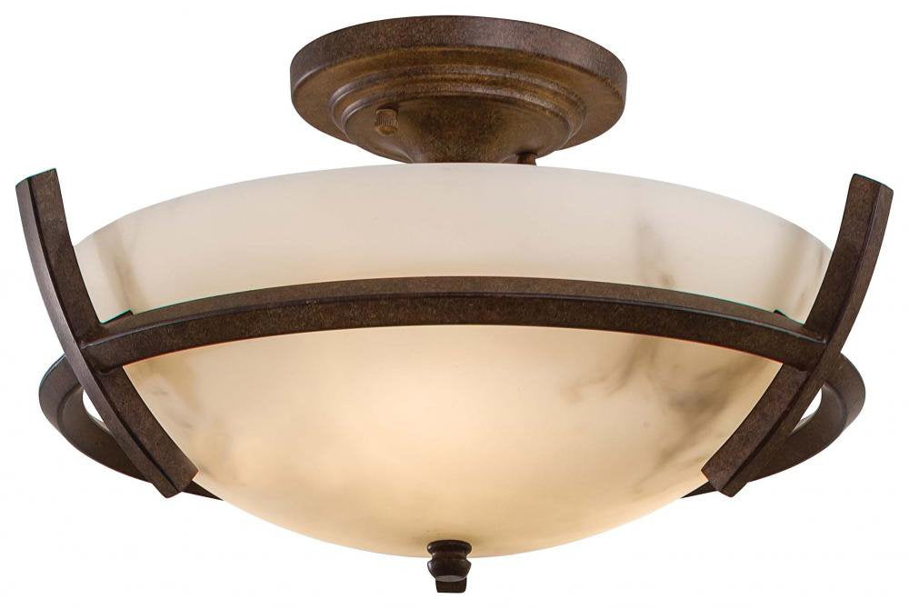 Minka Lavery 687-14, Calavera Round Semi Flush Ceiling Lighting, 3 Light, 120 Total Watts, Nutmeg