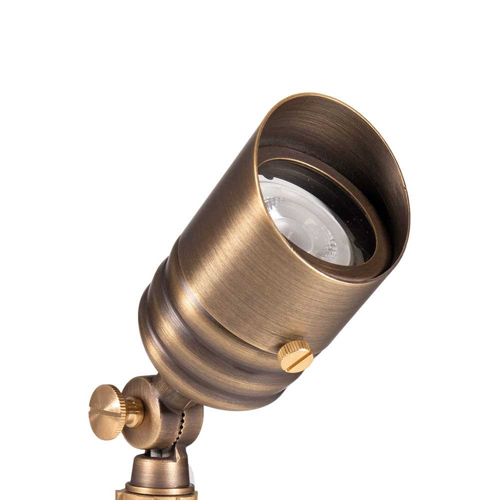 Volt Fat Boy 12V Brass Outdoor Mini Spotlight (Bronze) With 5W 2700K Mr16 Led Bulb & Ground Stake