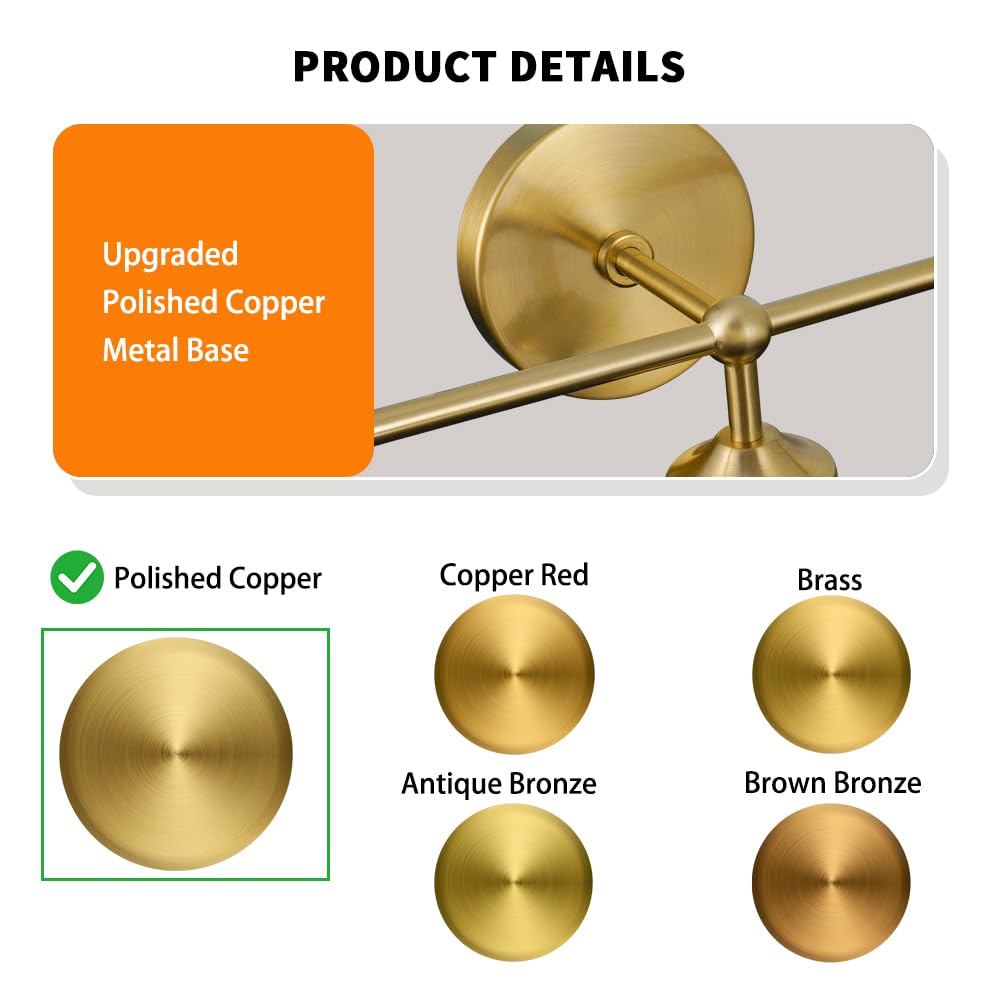 Modern Brushed Gold 3-Lights Vanity Light Fixtures With Milky White Glass Ball Shades  Mid Century Brass Wall Sconce Lighting Fixtures Over Mirror  Wall Sconces For Bathroom Dressing Table Bedroom