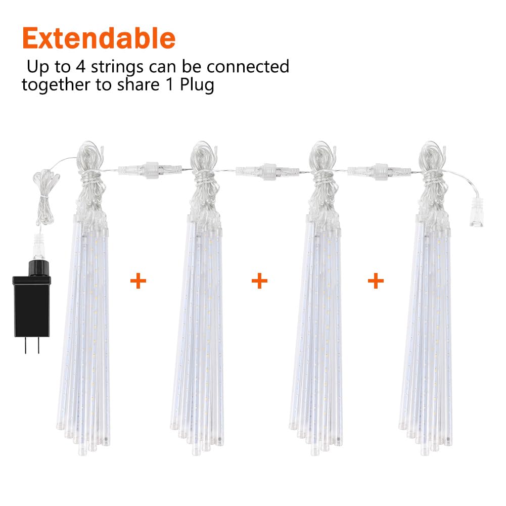 Jjgoo ?2 Pack? Christmas Lights Meteor Shower Rain Lights 12Inch  Totally 20 Tube 480 Leds Icicle Light Outdoor Raindrop Light For Xmas Halloween Wedding Party Tree Holiday Decoration  Red