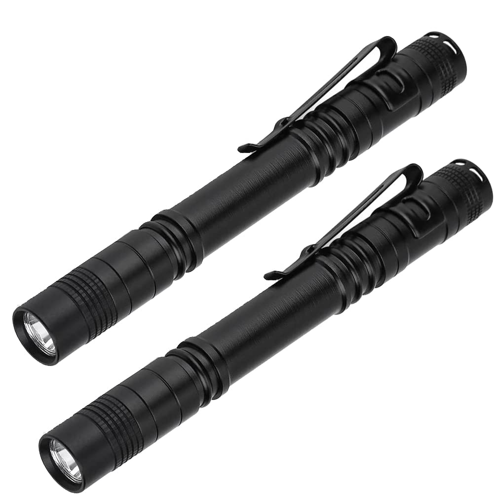 Cussity 2PCS LED Pen Light Flashlight, Ultra Bright Aluminum, Model B12, 2pcs #013-A