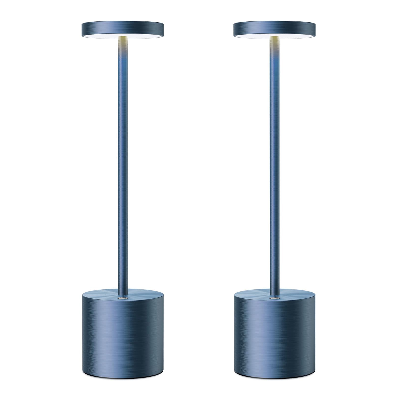 SAKRINGT Cordless Table Lamps, Rechargeable LED Light, 6000mAh, 2 Pack, Blue