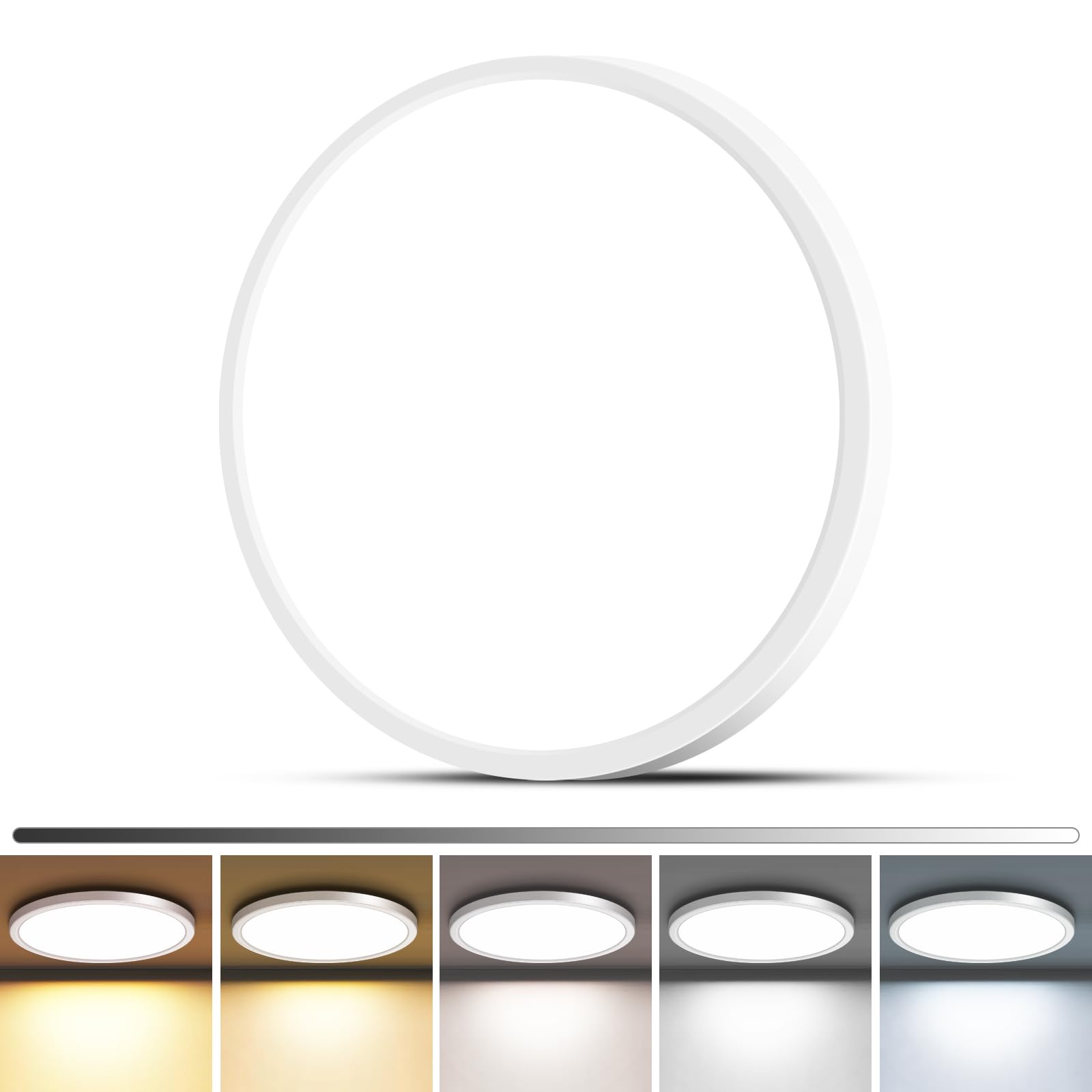 zemty 1Pack LED Flush Mount Ceiling Light  9Inch 18W Dimmable Ceiling Lights Fixture  5 Color Temperatures (3000K-6500K) White Round Ceiling Lamp for Bedroom  Kitchen  Hallway Bathroom