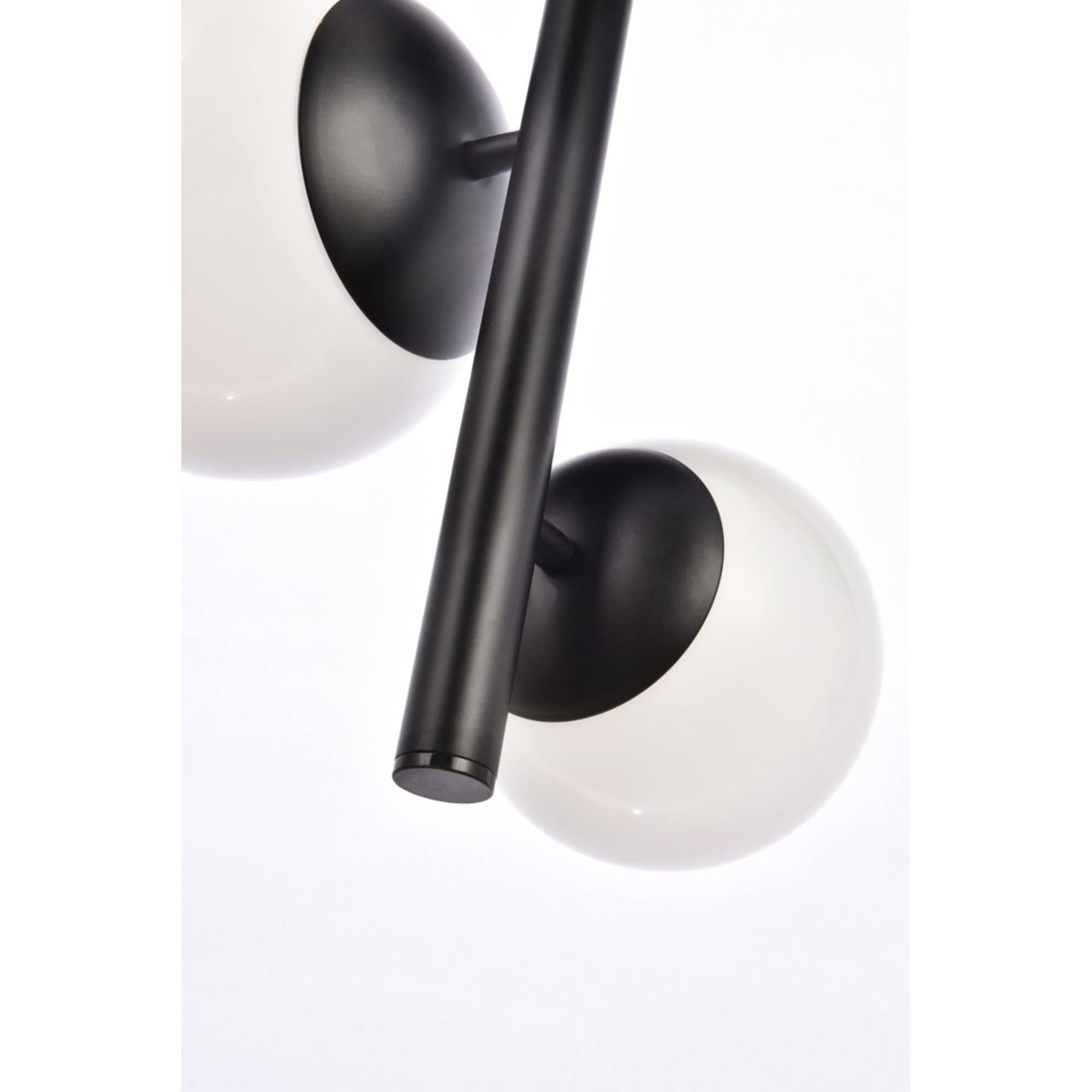 Elegant Lighting Living District Wells 18 inch Pendant in Black with White Shade