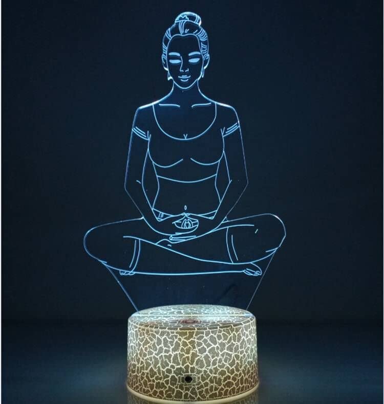 YTDZLTD 3D Yoga Meditation Night Light - 16 Color USB Lamp with Remote Control, Touch Switch, Purple Optical Illusion LED Desk Lamp