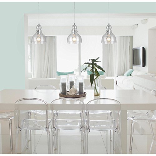 Westinghouse Brushed Nickel Mini Pendant Light With Clear Seeded Glass, 1-Light