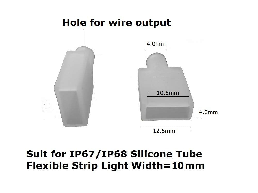 Msdusa 50 Pack Cable Cap With Adhesive For 10Mm/0.39In Width Ip67/Ip68 Waterproof Led Strip Light And Silicone Sleeve Waterproof Tape Light