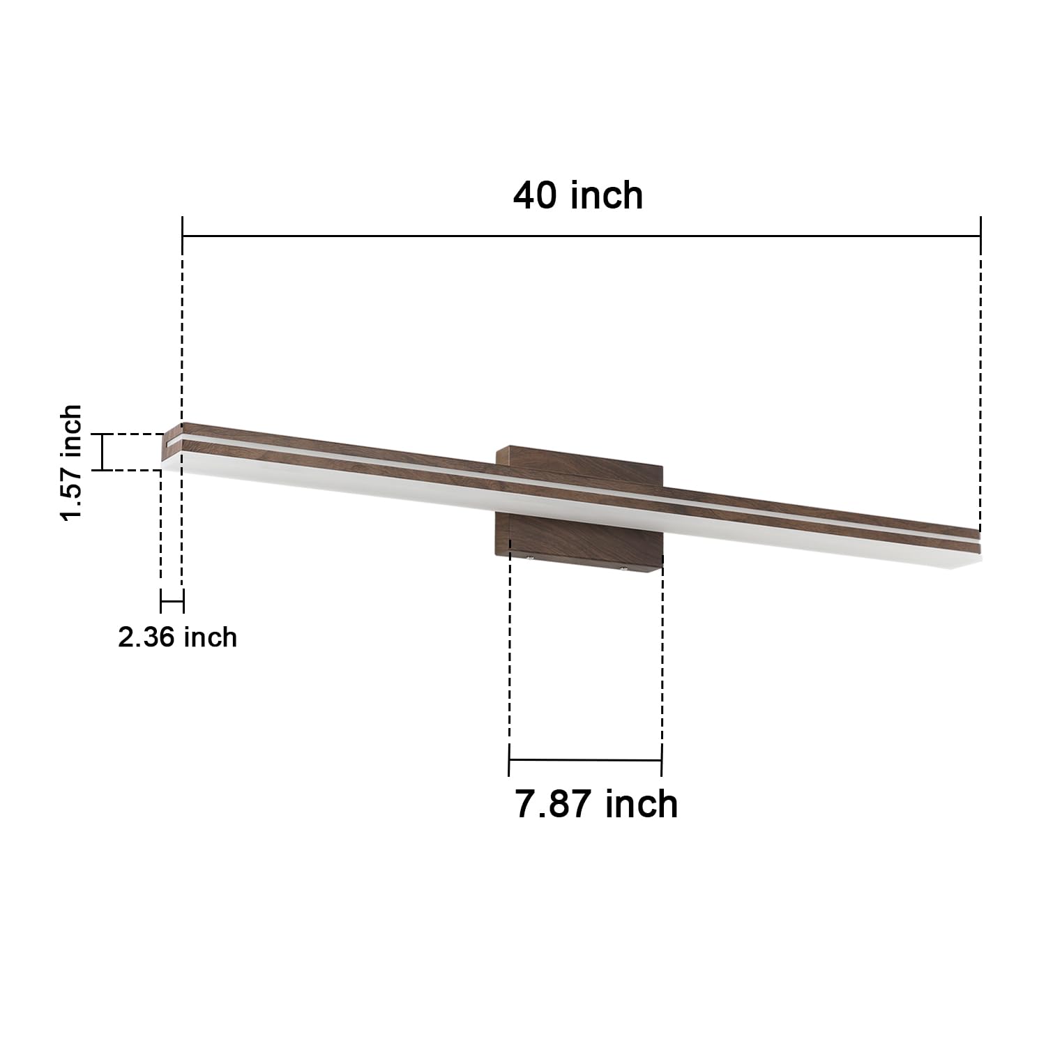 SineRise 40-Inch LED Bathroom Vanity Light Bar, Brown Stainless Steel, Cool White 6000K Acrylic Wall Fixture Over Mirror