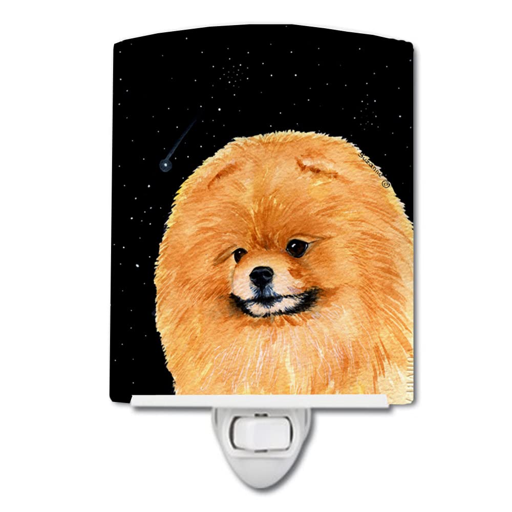 Carolines Treasures Ceramic Night Light, Starry Night Pomeranian, UL-Certified, 6x4x3 inches, Multicolor, Model SS8481CNL
