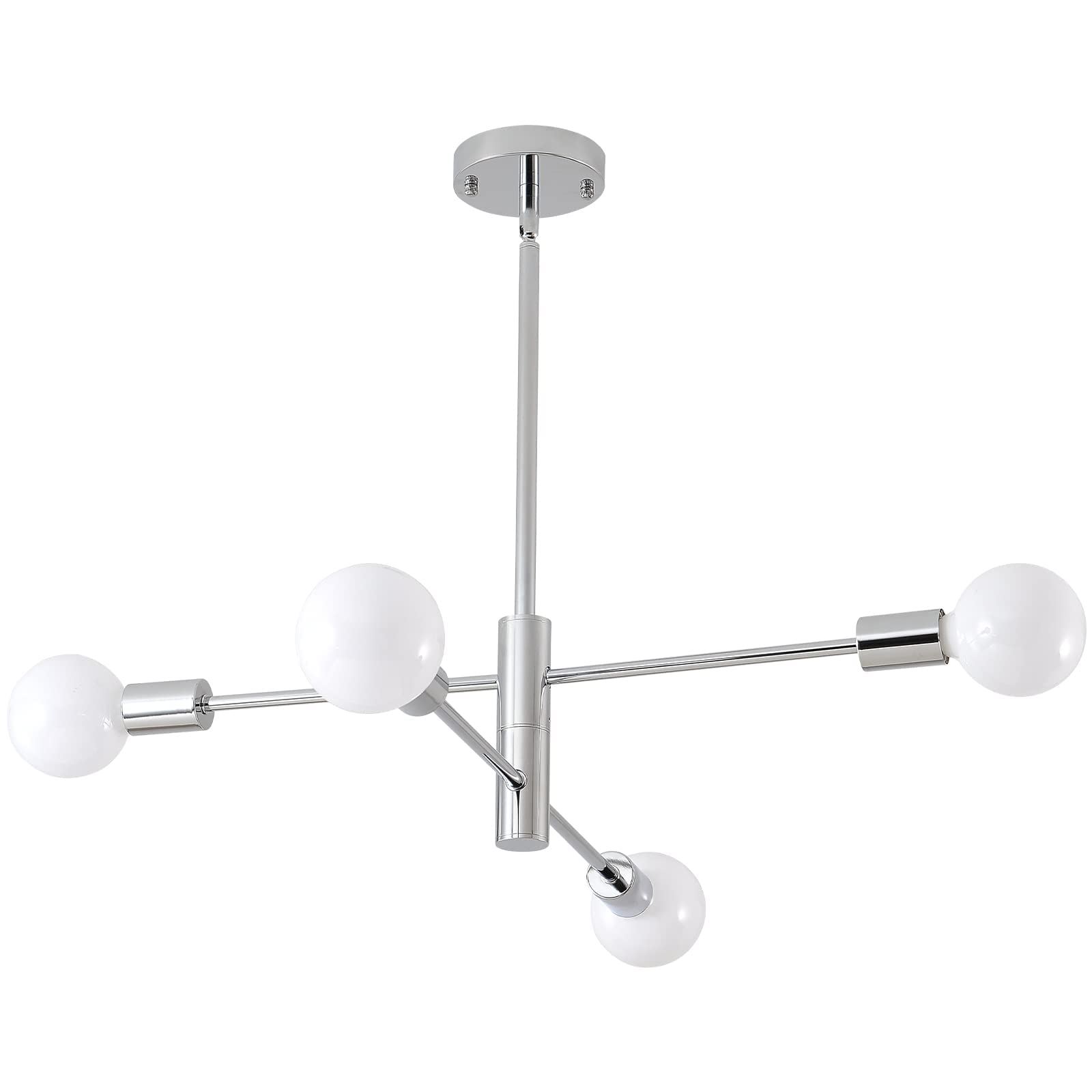 HHR Modern Sputnik Chandelier, Industrial 4-Light Chrome Ceiling Light Fixture,Height Adjustable Lighting for Kitchen Island,Bed