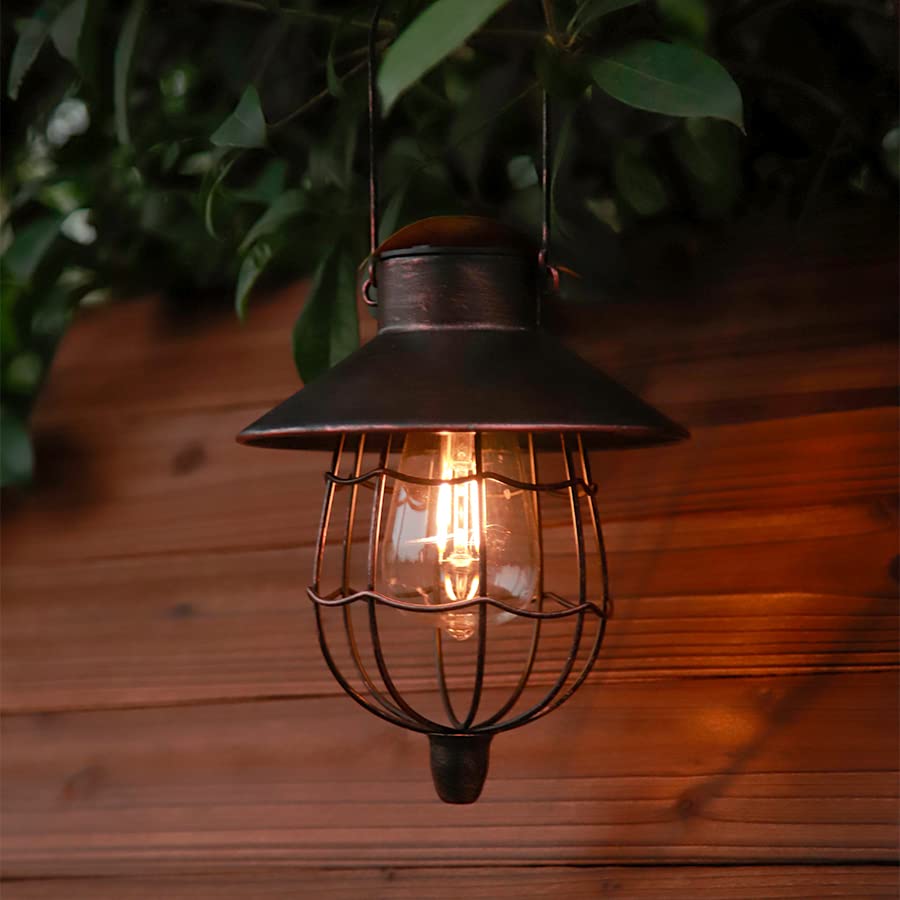 YAKii Solar Lanterns 6 Pack - Waterproof Metal Lamps, Warm White Light, Antique Copper