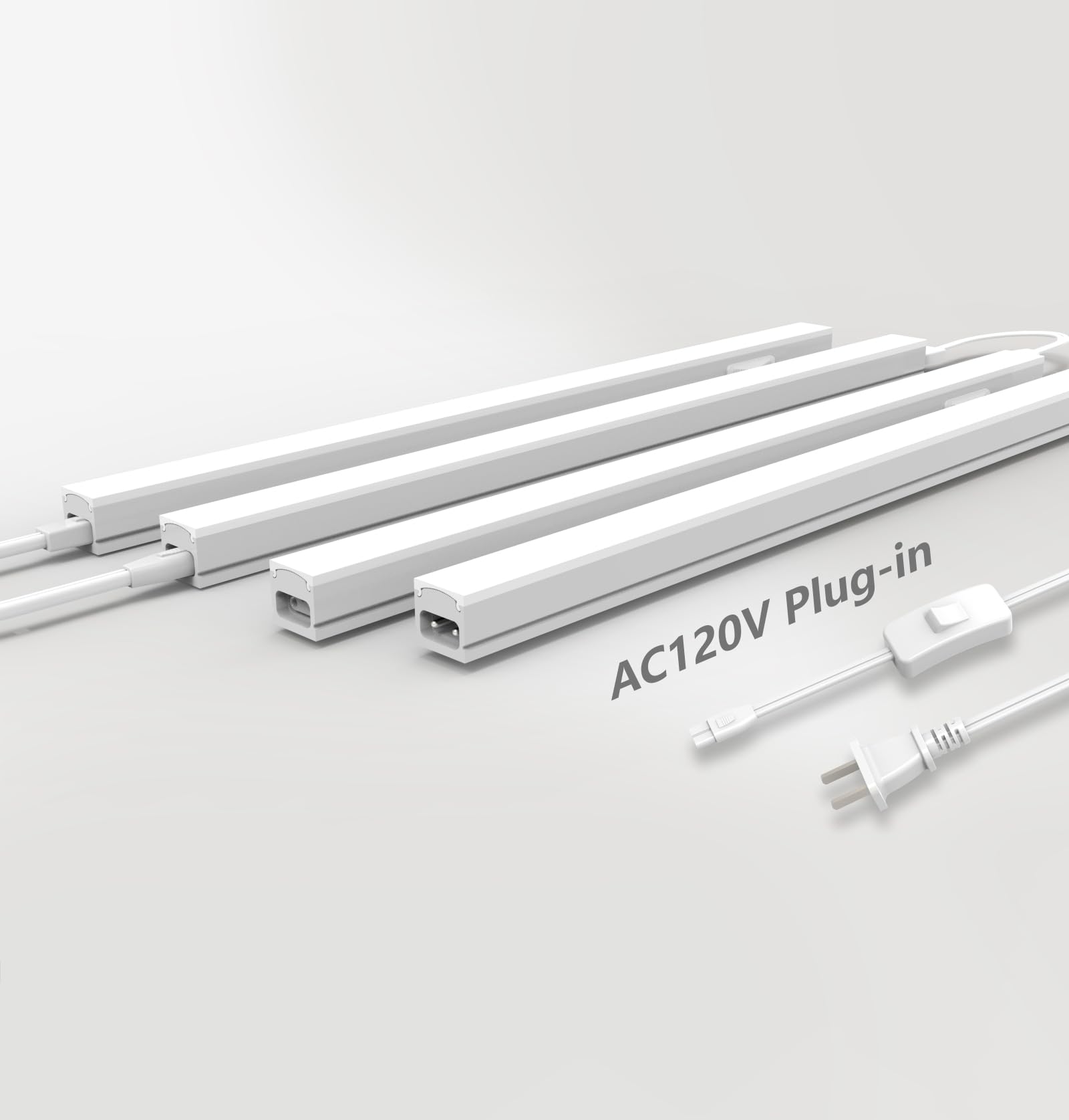 Leetdud Under Cabinet Lighting Plug in, 24 Inch 4 Pcs, Linkable AC120V 3CCT 3000K/4000K/5000K Ultra Slim, LED Under Cabinet Ligh