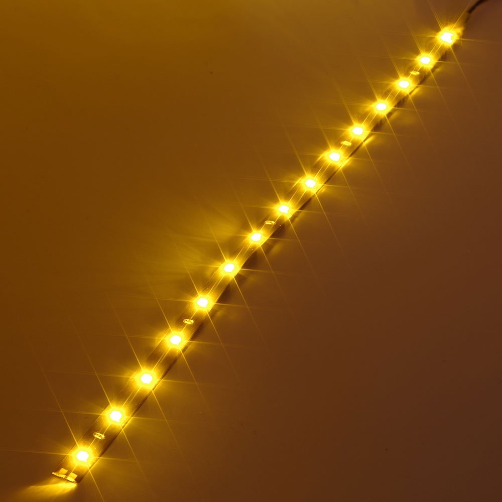 HYADA LED Strip Underbody Light, 12V Waterproof, 30CM, Amber/Yellow, Pack of 6, Model 13, Plastic Material