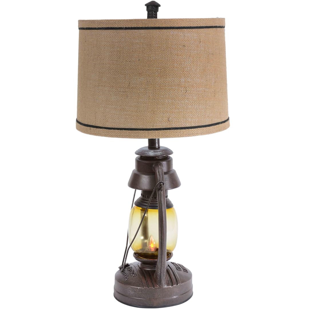 BLACK FOREST DECOR Vintage Lantern Table Lamp - Rustic 25.5" x 13" for Living Room, Nightstand, Desk