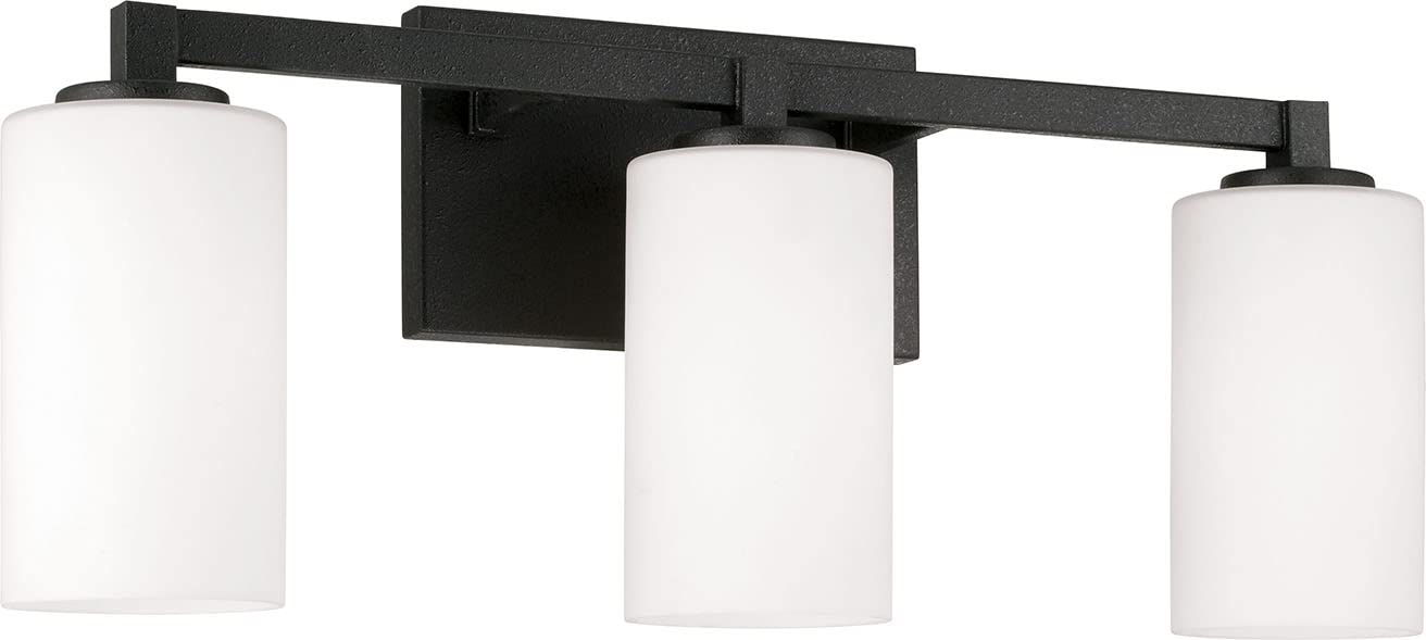 Capital Lighting 119831BI-545 Ravenwood Soft White Glass Cylinder Vanity Lights for Bathroom, 3-Light 300 Total Watts, 10 H x 23