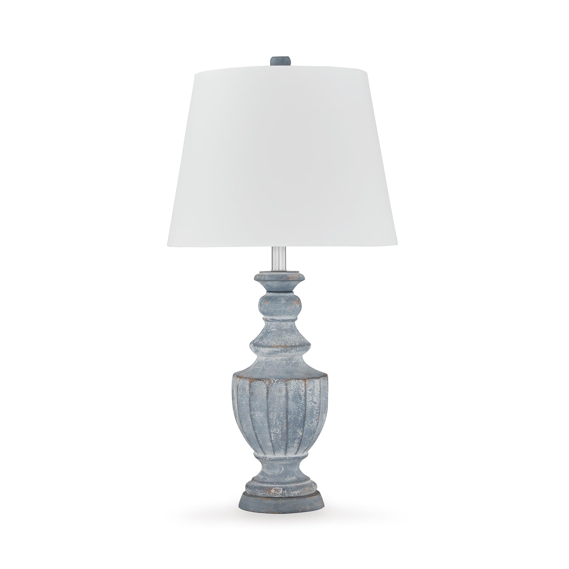 Signature Design by Ashley Cylerick Vintage Terra Cotta and Wood Table Lamp with 3-Way Switch, Blue