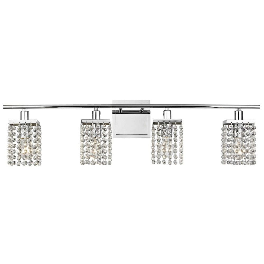 Ashford Classics 4 Light Crystal Bathroom Vanity Bar Light, Alloy Steel, Chrome
