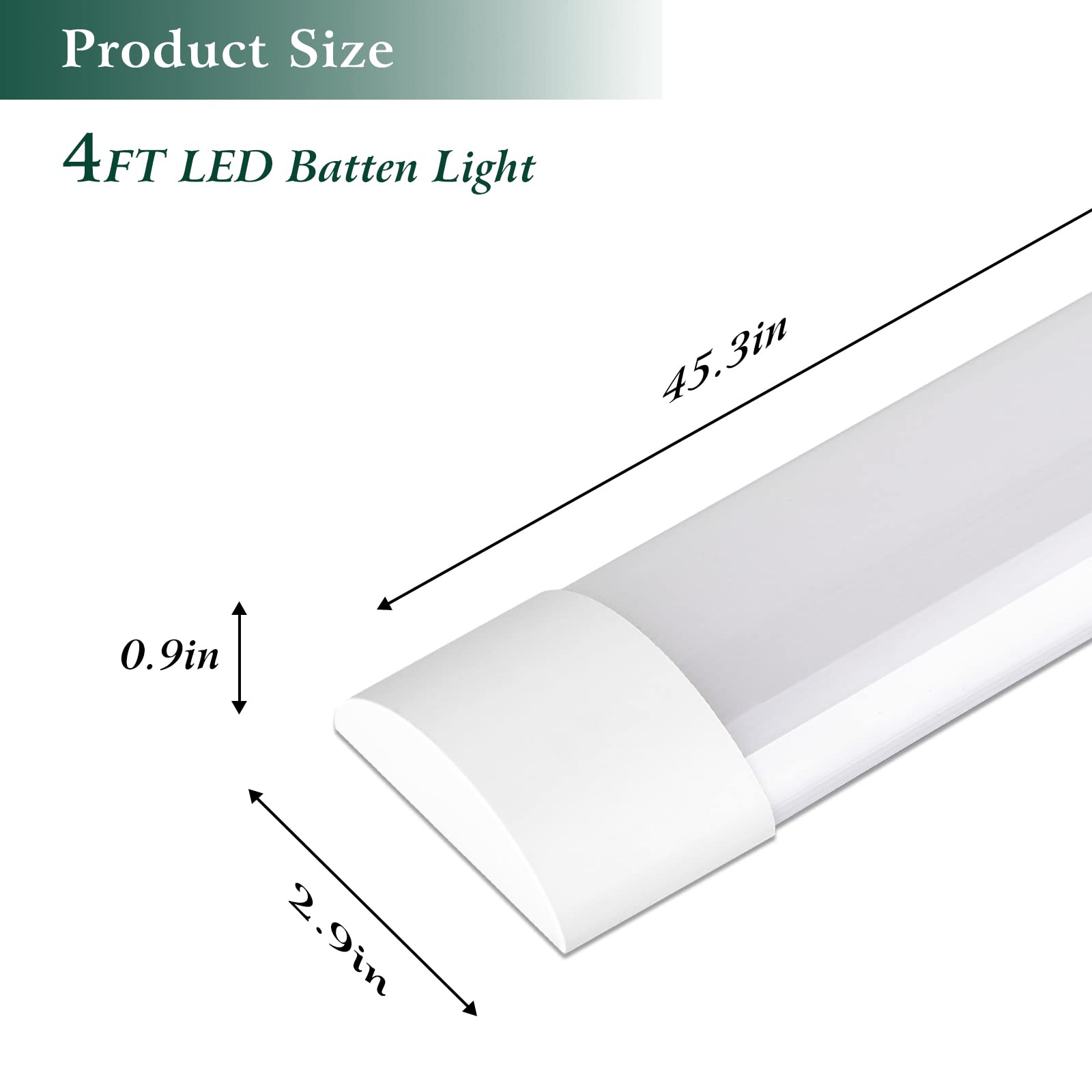 colmeguna 4FT LED Batten Light, 40W, 4000K Daylight, Slim Ceiling Fixture, Plastic, 2 Pack, Model IP20-US-120