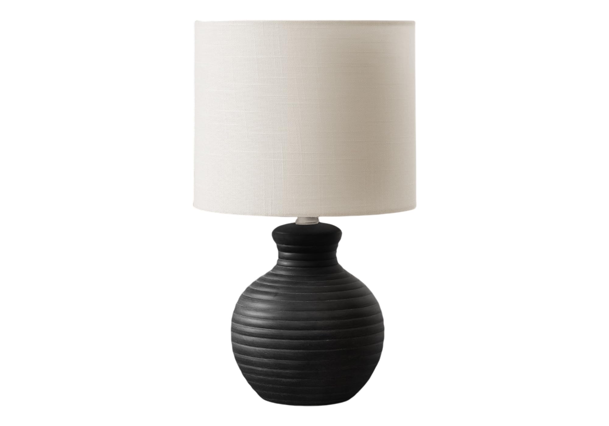 Monarch Specialties Table Lamp I 9778, 16in H, Black Resin, Ivory Shade, Contemporary Design