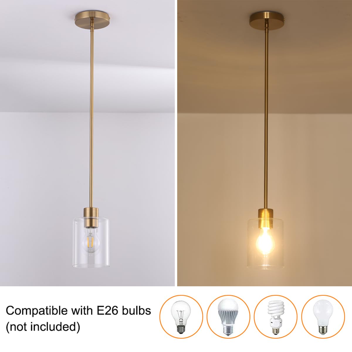 Klss Brass Pendant Lights,Modern Farmhouse Pendant Light,Gold Light Fixture Kitchen Pendant Mini Hanging Light For Sink Island,A