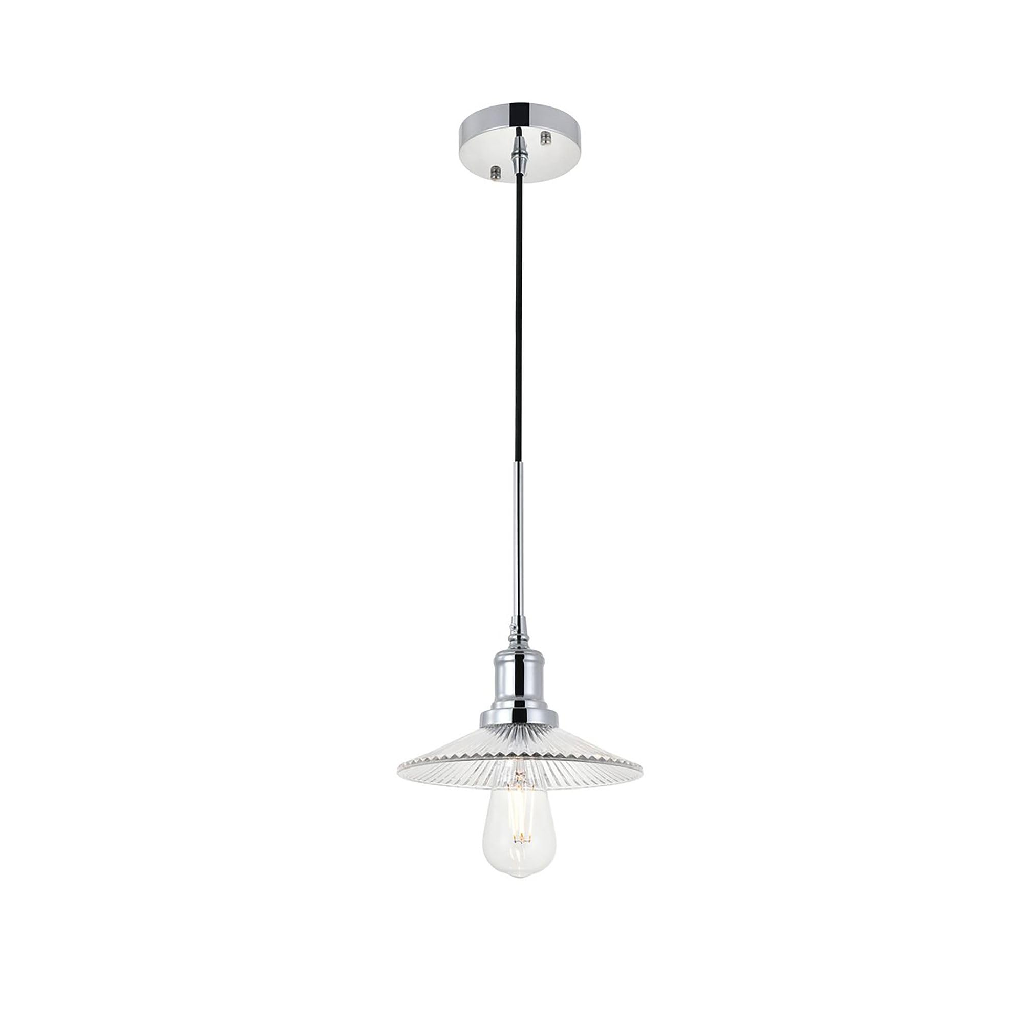 Living District Chrome Pendant Light - Modern Decorative Ceiling Fixture, 1 Light