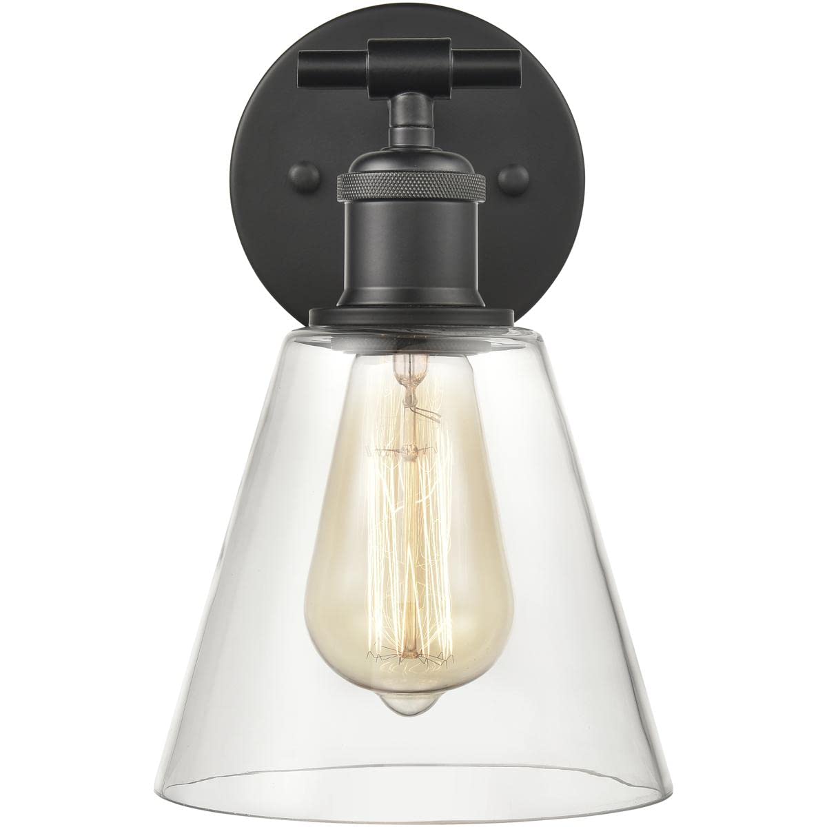 Elk Home 3-Light Scone Vanity Light, Matte Black Finish, Clear Glass, Transitional Style