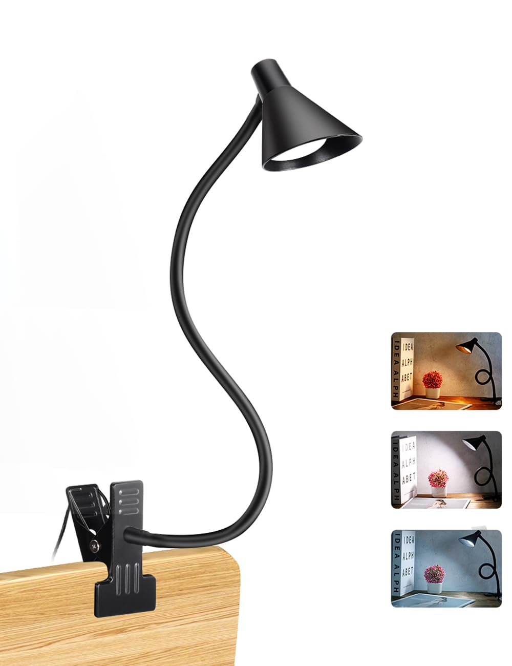 LiFMIRA Clip on Light USB Reading Light 3 Color Modes 10 Brightness Levels Eye Care Clamp Light Flexible Gooseneck Dimmable Read