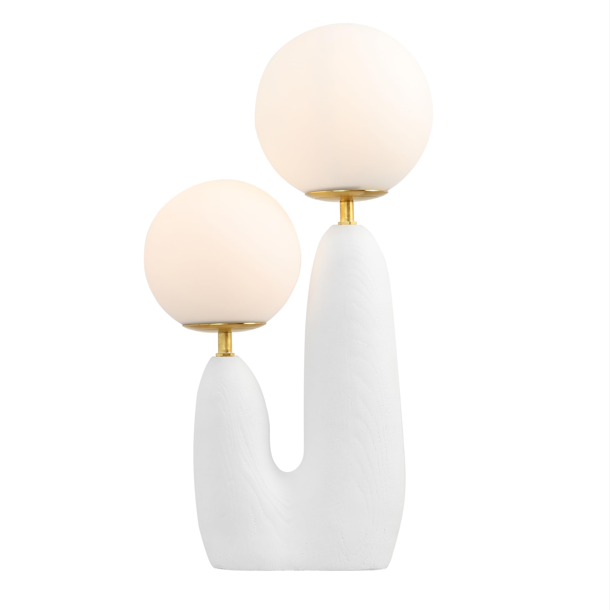 JONATHAN Y 17.75 White/Brass Gold Modern Bohemian Danish Cactus LED Table Lamp, 2-Light Mid-Century Minimalist Desk Light for Be