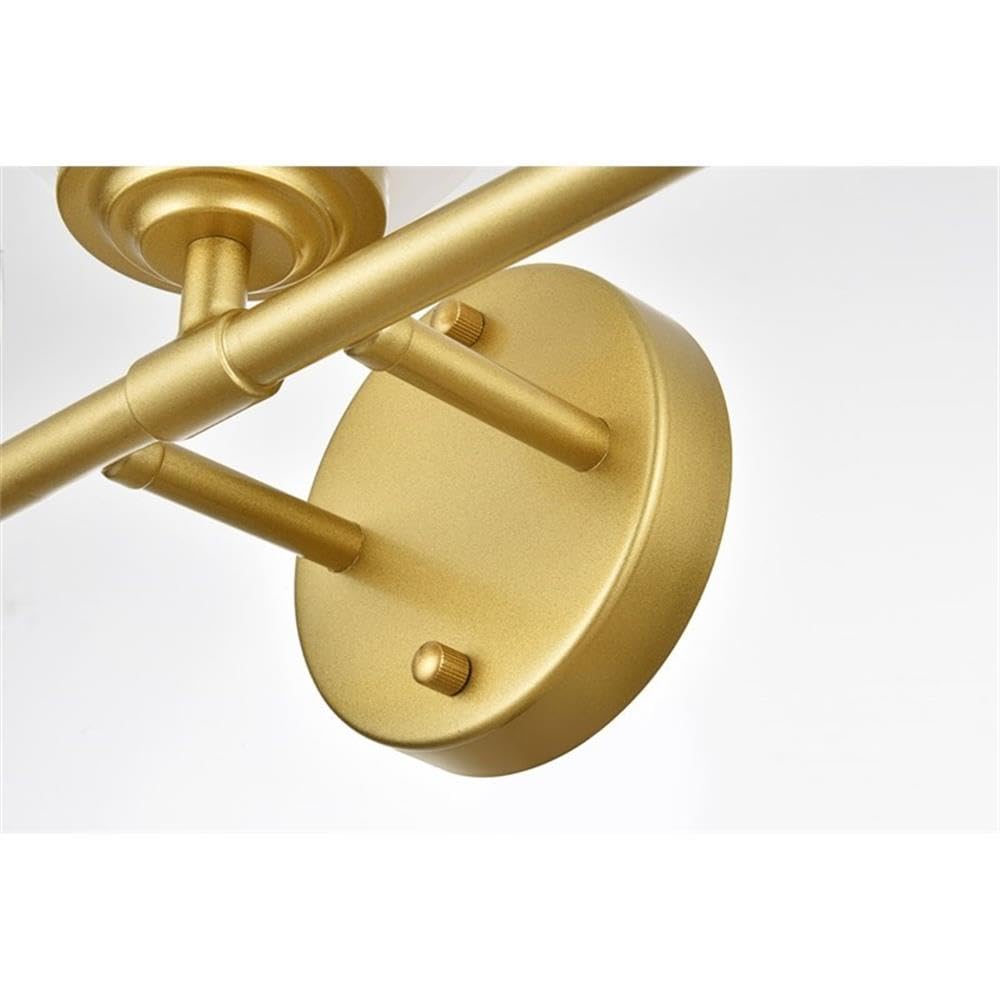 Living District Ansley 3-Light Iron & Glass Bath Sconce in Brass/Frosted White