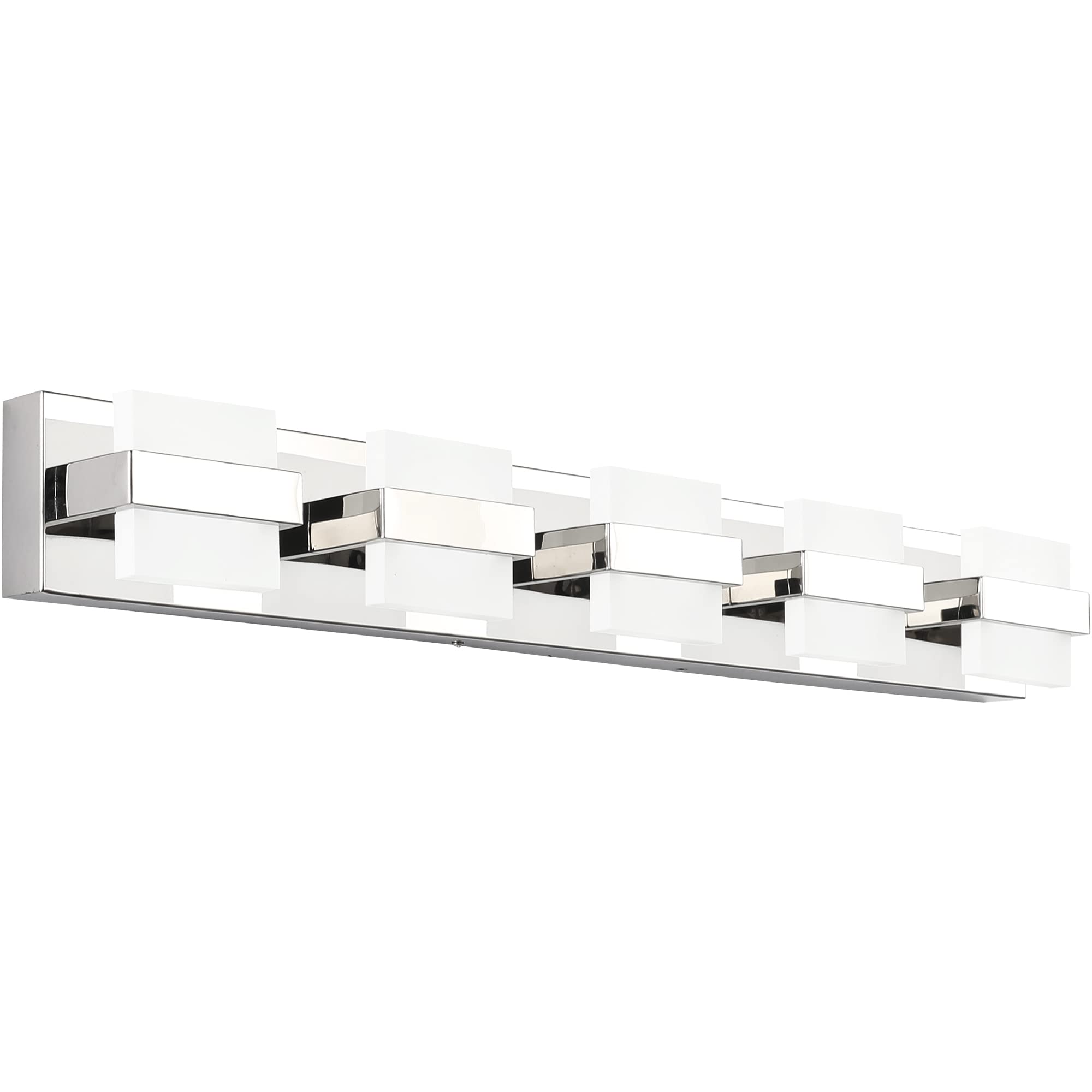 SOLFART Dimmable Modern Bathroom Vanity Lights 5 Lights LED Over Mirror Fixture Acrylic Stainless Steel Wall Light