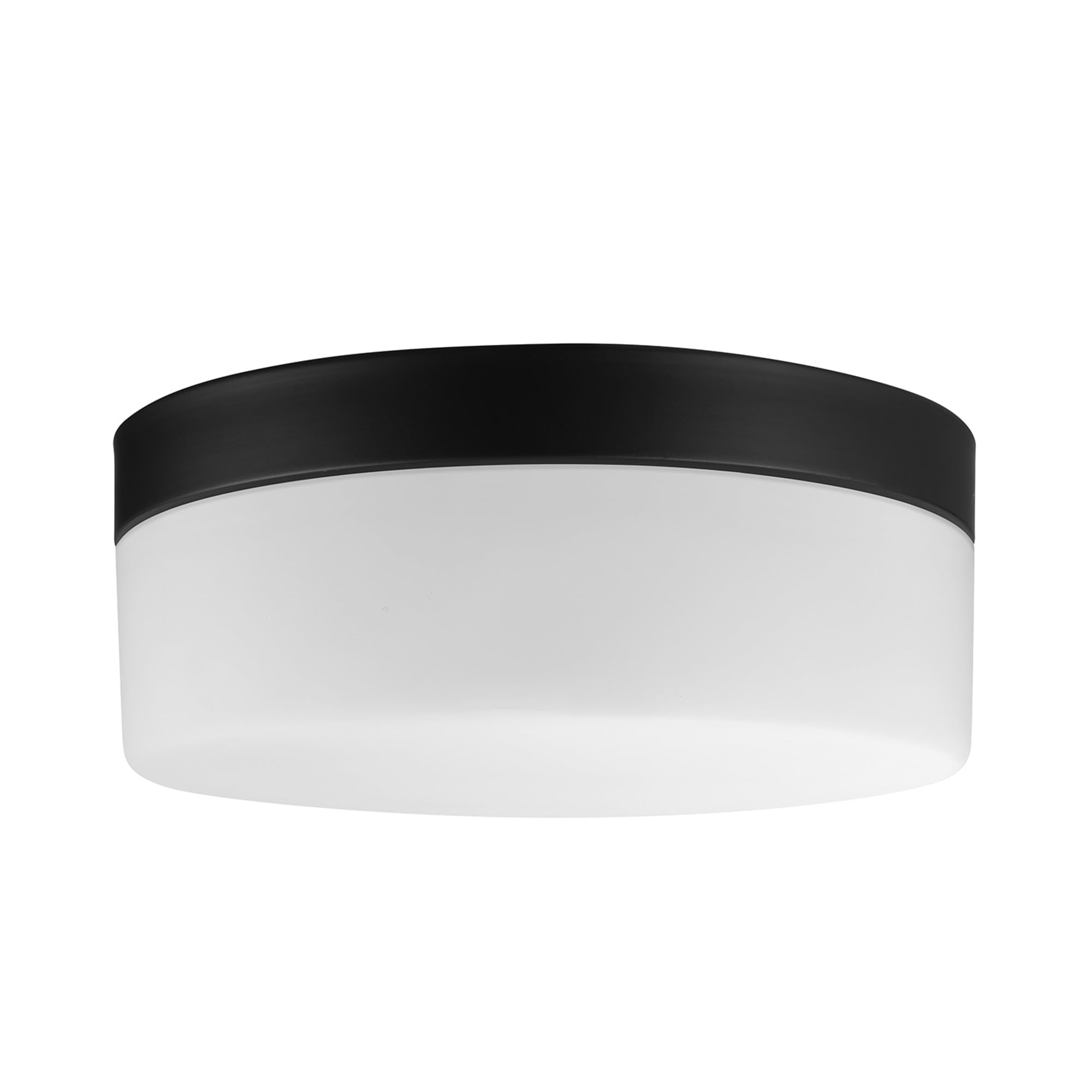 Globe Electric 44658 Mark LED Integrated Outdoor Flush Mount Ceiling Light, Black, Frosted Glass Shade, 2000 Lumen