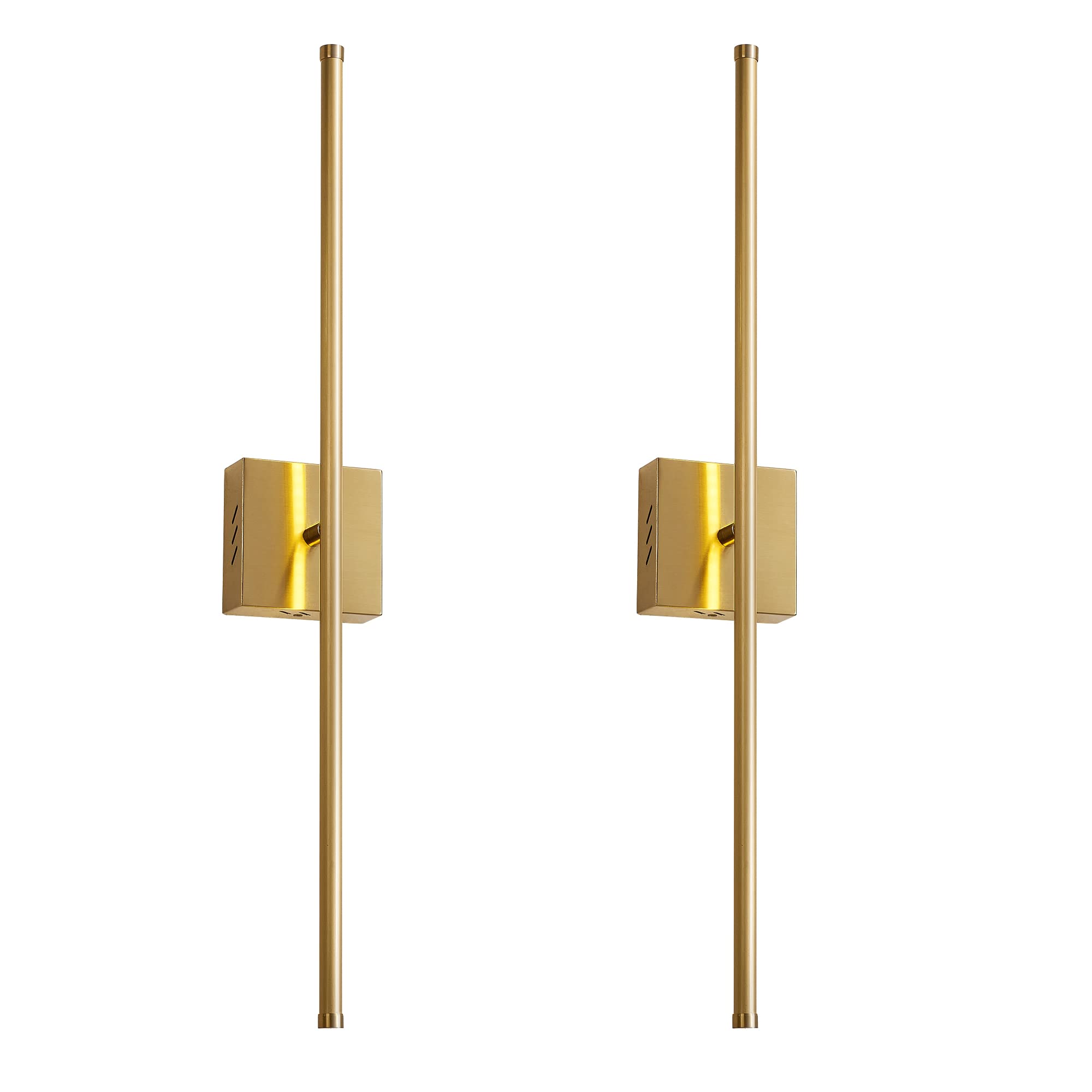 Kartoosh Hardwired Wall Sconces Set Of Two,Modern Dimmable Wall Sconces, 350° Rotate, Led Wall Light Fixtures, 3000K Warm Light Wall Lamp For Bathroom, Living Room,27.8 Inch Brushed Brass (2 Pack)