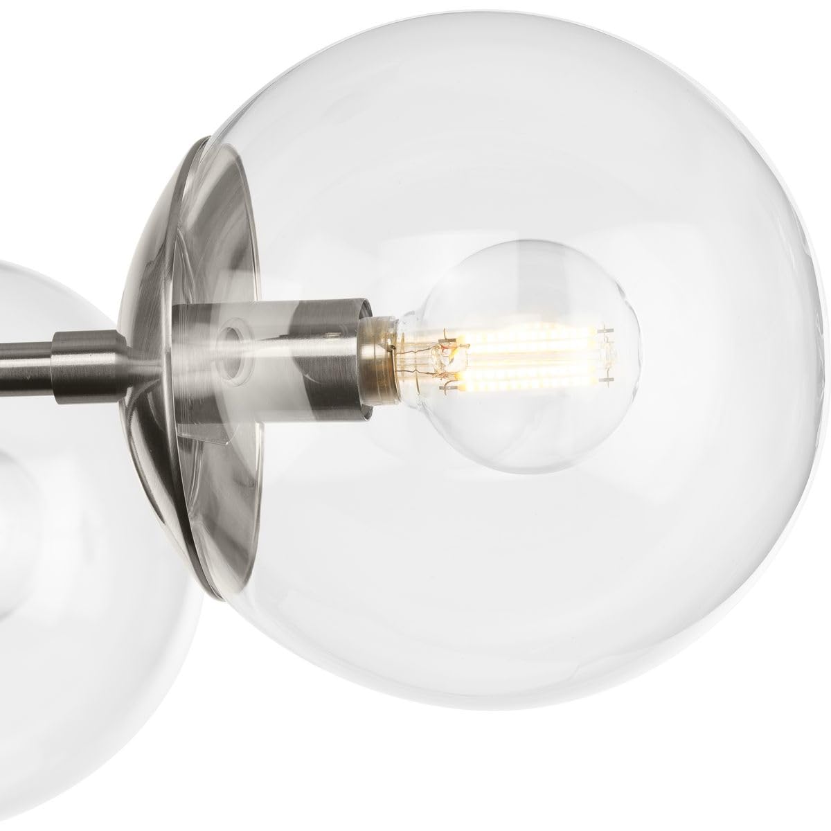 Progress Lighting P400325-009 Atwell Collection 28 In. Five-Light Brushed Nickel Mid-Century Modern Chandelier With Clear Glass
