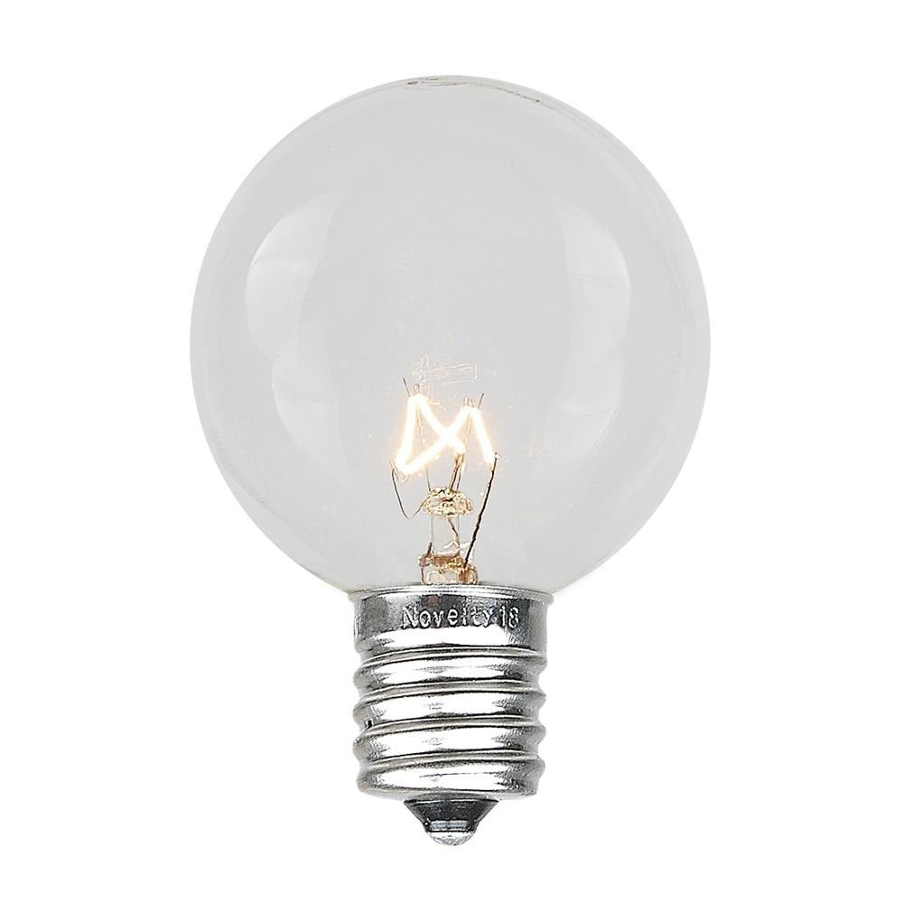 Novelty Lights 5 Pack G50 Outdoor Patio Globe Replacement Bulbs, Clear, E17/C9 Intermediate Base, 7 Watt