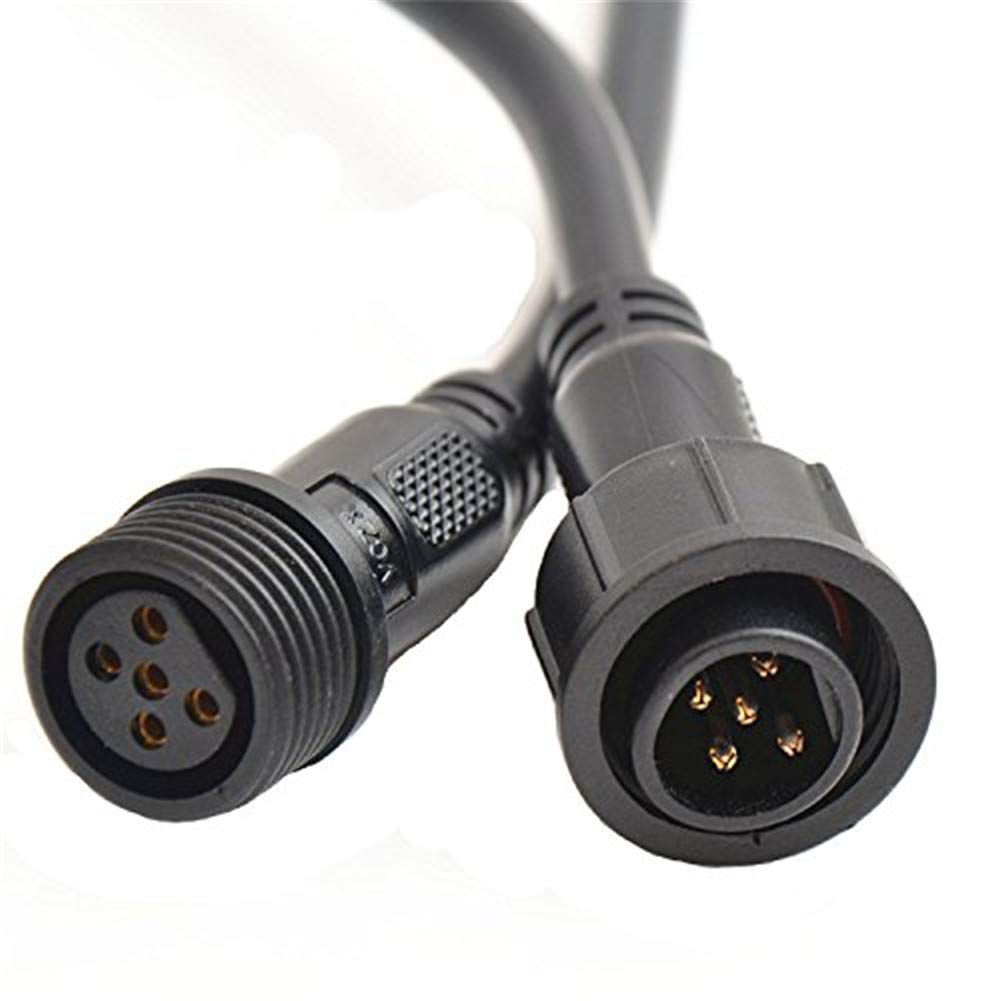 WESIRI 5Pairs 5pin Black Electrical LED Connector Extension Cable, 20cm Length, 0.3mm², Model 5x5pin-WP-B-B