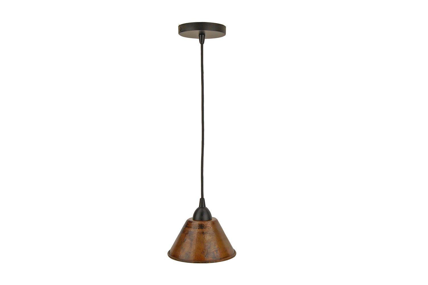 Premier Copper Products 7-Inch Hand Hammered Copper Cone Pendant Light, Oil Rubbed Bronze, Model L300DB, Metal Construction