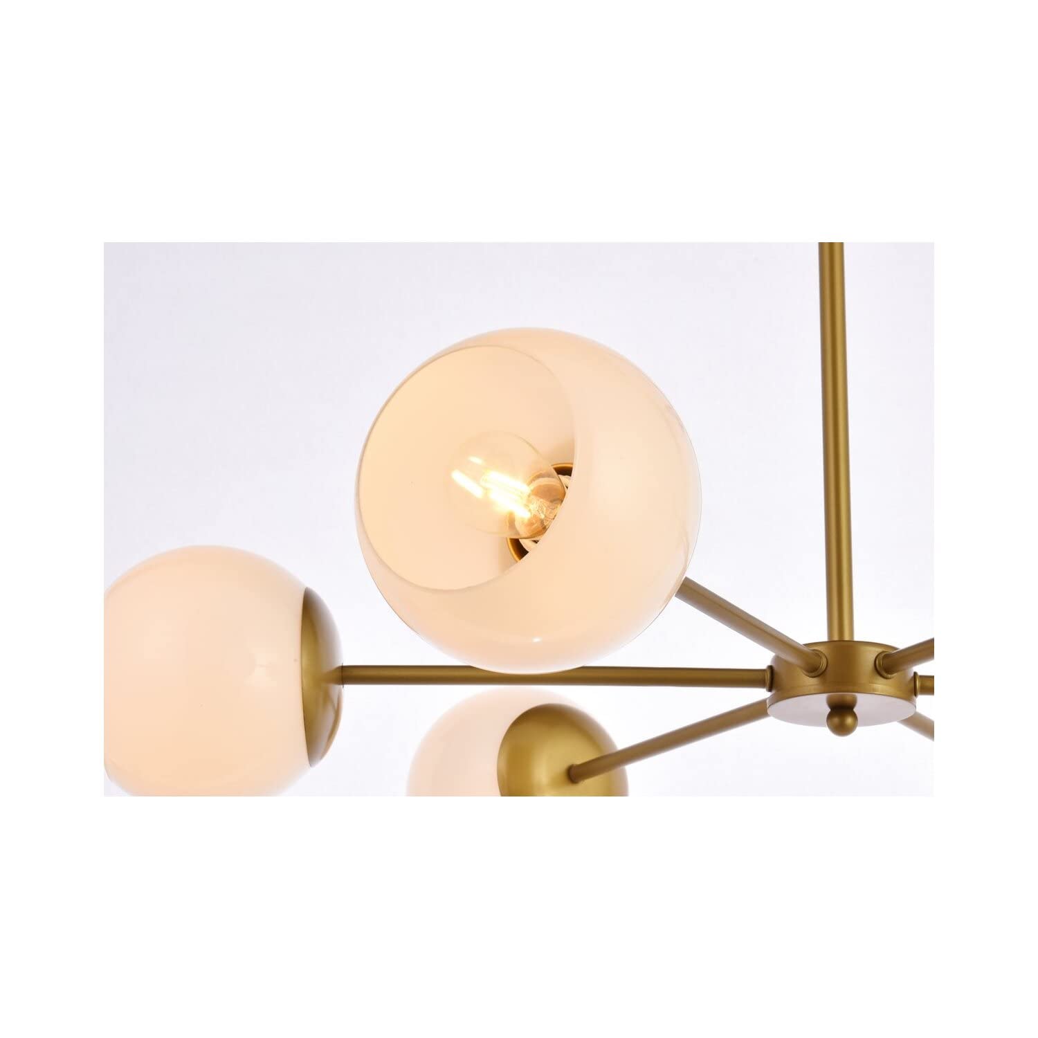 Living District Briggs 6-Light Mid-Century Metal Pendant in Brass and White