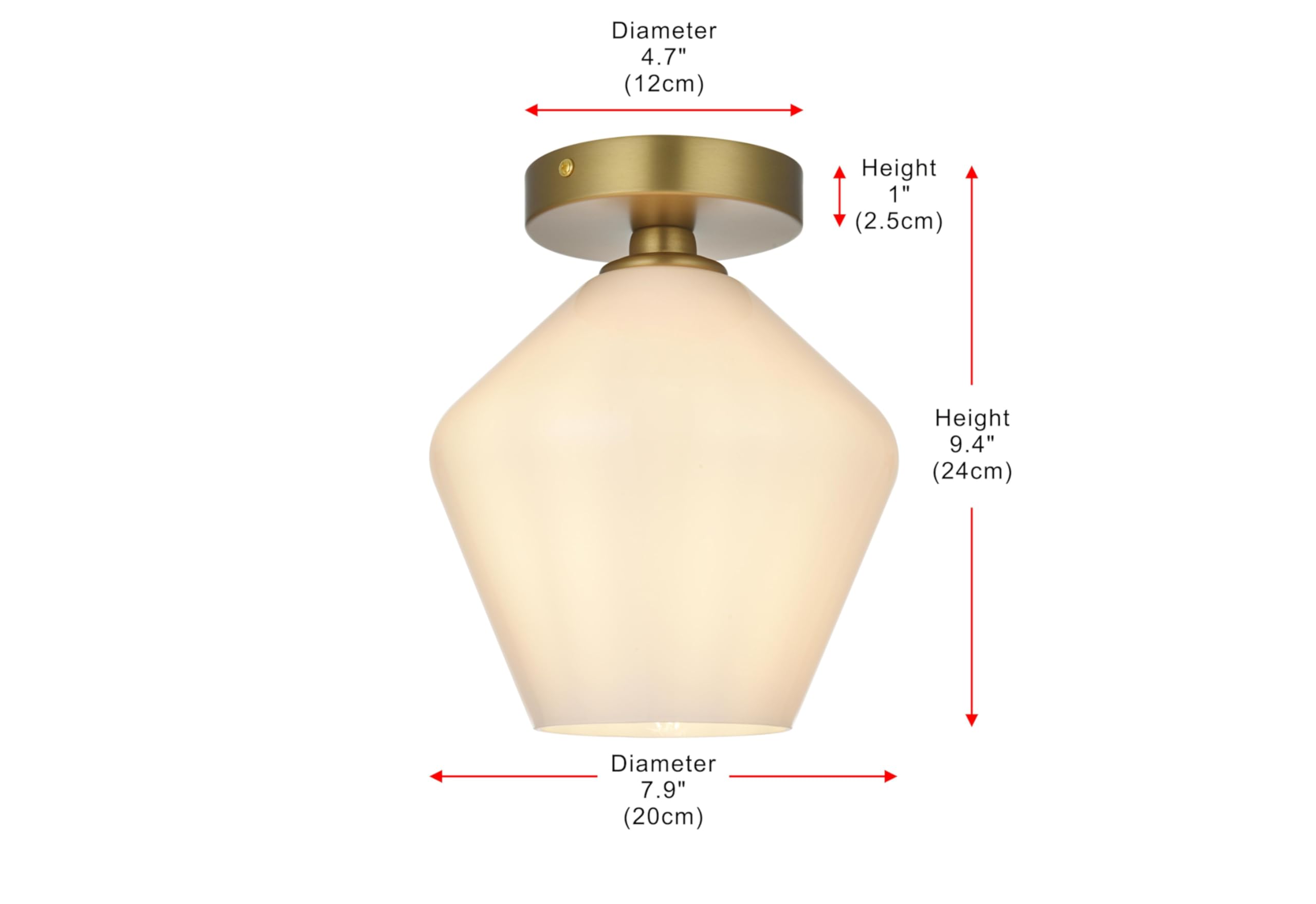 Living District Gene 1-Light Metal & Glass Flush Mount in Brass/Frosted White