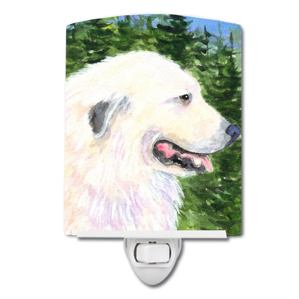 Caroline'S Treasures Ss8922Cnl Great Pyrenees Ceramic Night Light Compact, Ul-Certified, Ideal For Bedroom, Bathroom, Nursery, Hallway, Kitchen, 6X4X3, Multicolor